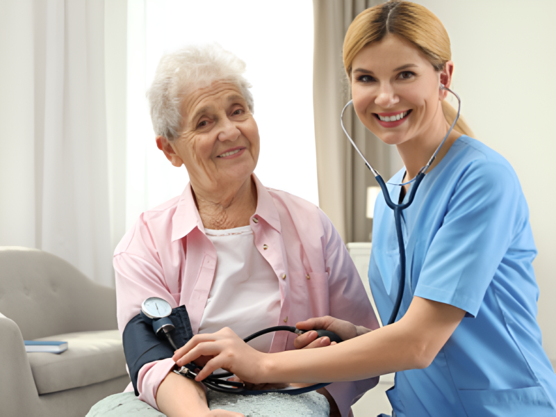 Caregiver checking health