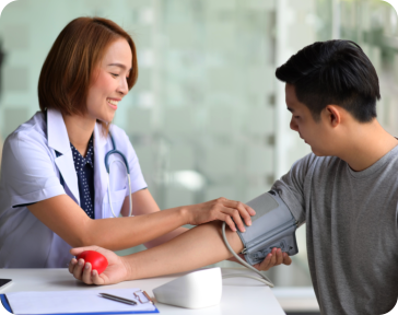 Nurse checking heartbeat