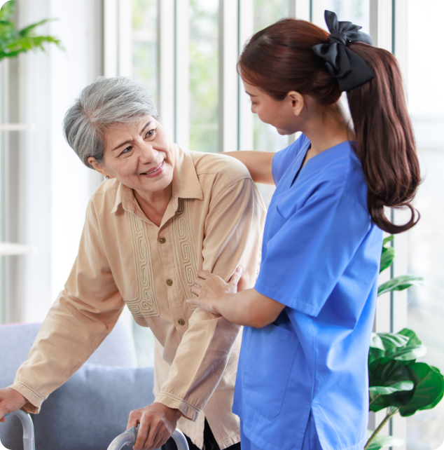 Caregiver assisting elderly