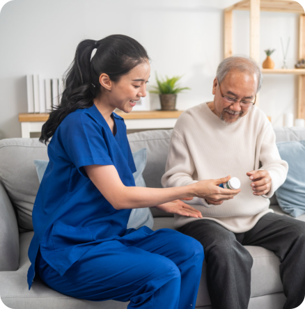 Caregiver giving medicine