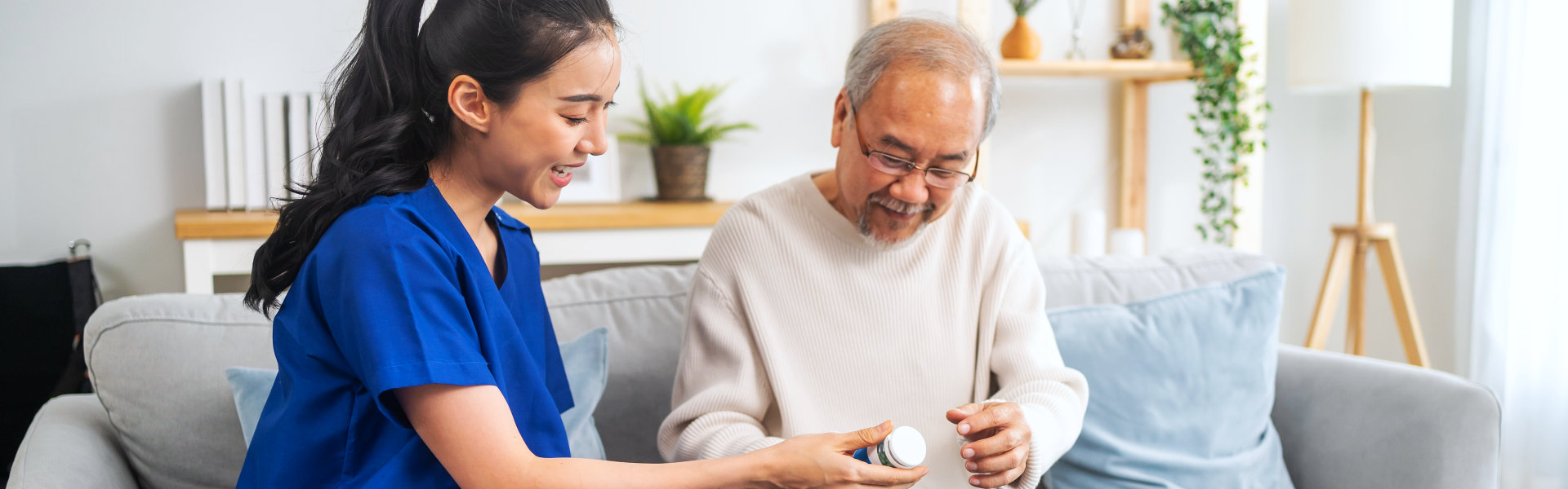 Caregiver giving medicine